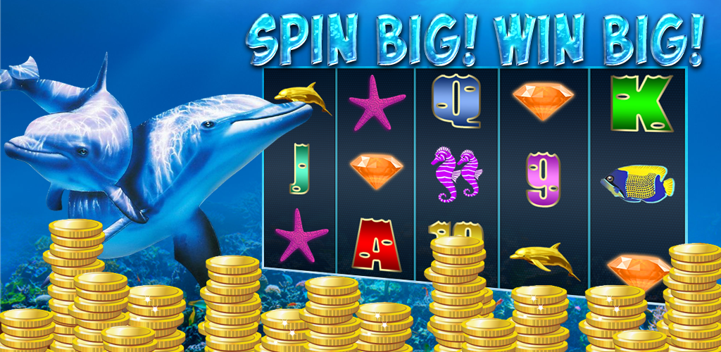 Dolphin Treasure main game screen – 5 reels with ocean symbols